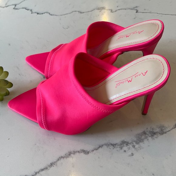Anne Michelle Pink Stretch Point Toe Heel Sandals Sz 10 - Picture 15 of 15